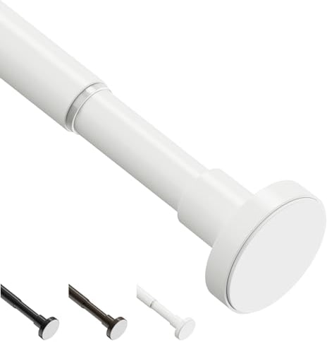 Weldun - Asta per tenda da doccia estensibile da 48 a 118 cm, senza foratura, telescopica, regolabile e resistente, per bagno, camera da letto, finestra, armadio, colore: bianco