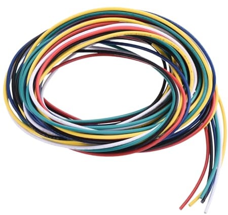 sourcing map 26 Gauge PVC Hookup Wire 1.5m/5ft 26AWG Flexible Electrical Wire UL1007 Tinned Copper Stranded 6 Color, 1.5mm Dia for Model Aircraft Electric Appliances Internal Connect