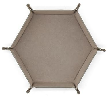 Wisafory Würfelbretter Leder Samt Würfelteller Sechseck Würfel Tablett Würfelablage Würfelhalter Faltbares Würfelbretter Aufbewahrungsbox für D&D, RPG, Brettspiel, Tischplatt Grau