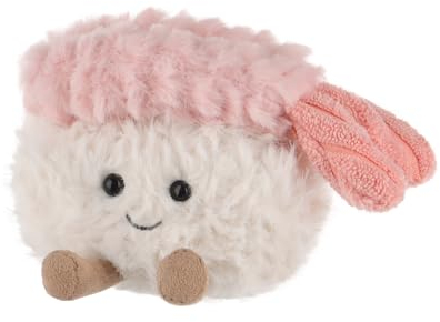 Apricot Lamb Garnelen Sushi Lebensmittel Plüschtiere für Kinder, weiche niedliche Kuscheltier für Baby Mädchen und Jungen, Flauschige Shrimp Sushi Rosa 8 cm