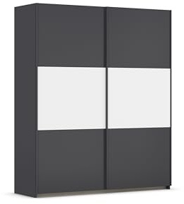 Rauch Möbel NEO, Schwebetürenschrank, Grau metallic/Weiß, Breite 175 cm | Kleiderschrank mit Schwebetüren, Schiebetüren, 2-türig, für Schlafzimmer, Kinderzimmer, Jugendzimmer, Homeoffice, Garderobe