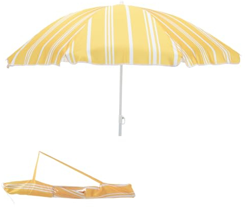 INDA-Exclusiv Parasol de jardin, de plage, de plage, protection solaire, pliable, en polyester, diamètre : 1,80 m, protection UV, couleur : jaune