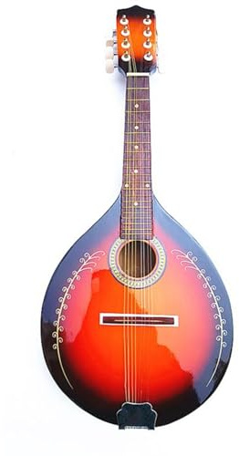 Mandoline Instrument Handwerk Fichte Mandoline Acht-Saiter Farbverlauf Rot Schwarz(Red2)