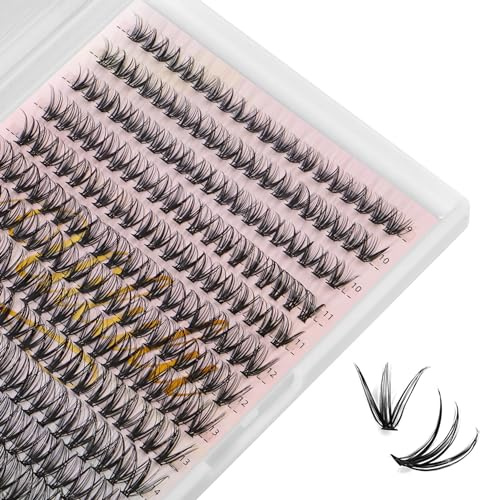DIY Cluster Lashes 280pcs Individual 30D Lashes Clusters D Curl Natural Eyelash Extension, False Eyelashes Lash Clusters At Home Lash Extensions (30D-0.07D-9-16MM Lash Only)