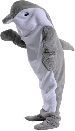 FunnyCos Schlafsack, einteiliger Schlafanzug, tragbare Decke, Tier-Cosplay-Kostüm, Unisex, Loungewear, Nachtwäsche, Grauer Delfin, L