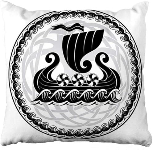 yayoitimes Vintage Viking Schiff Reißverschluss Kissenbezug, Nordic Novel 3D Doppelseitiger Print Weicher Bequemer Sofa Kissen Kissenbezug, 18 X 18 Quadratischer Kissenbezug