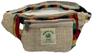 Rastafari ri kleine Bauchtasche für Herren und Damen, handgefertigt, aus Hanf, seitlich, wasserdicht, für Reisen, Marienkäfer, Party, Festivals, Hippie, ethnisch, Sommer, Himalaya, Nepal, bunt, Böhmen