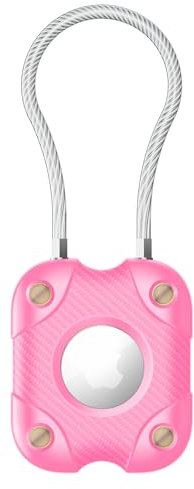 DEERLET Air Tag Holder with Wire Cable, Secure Lock Air Tag Keyring,IPX7 Waterproof,360°Hard Protective Air Tag Case Holder for Apple Air Tag for Key Chain,Key Ring,Car,Luggage