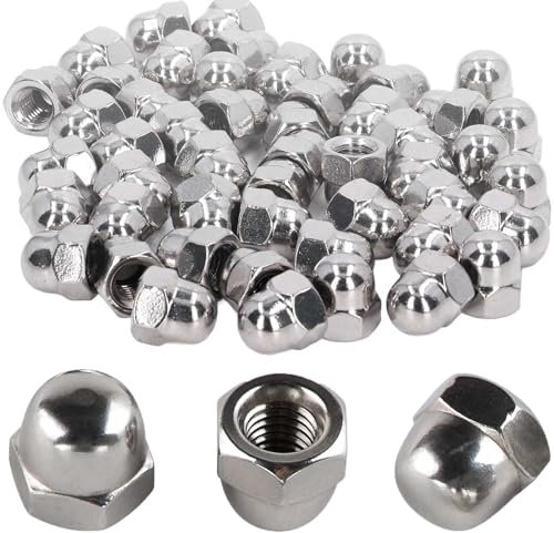Bikasun 20 pezzi M10 Dado cieco a calotta in Acciaio Inox Dado Coprente Forma Alta Dadi Coprenti A2 V2A Dadi Coprenti Esagonali per Bulloni Barra Filettat conforme alla norma DIN 1587