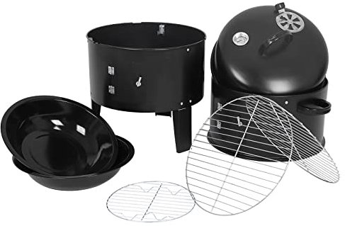 Viprh Griglia per affumicatore a carbone verticale 3 in 1 rimovibile portatile per barbecue barbecue resistente griglia rotonda per barbecue per cucinare all'aperto con termometro integrato