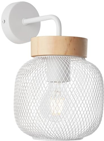 Brilliant Wandleuchte Giada Wandlampe, 26,5 cm, 1x E27, Metall/Holz, weiß/braun