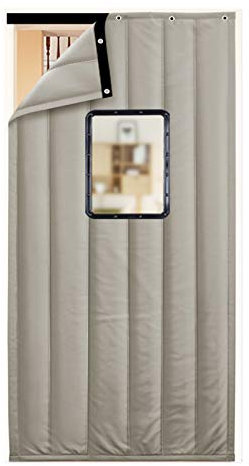 Cortina gruesa de algodón aislante para puerta de invierno, cálida, insonorizada, para aire acondicionado, calefacción, habitación/cocina