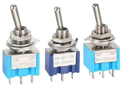 10Pcs Toggle Switch 103 202 203 Self-locking Rocker Switche 6A 250V 2/3 Gears Dustproof Lever Type 3/6 legs Connector IDGTTLDF(MTS-203)