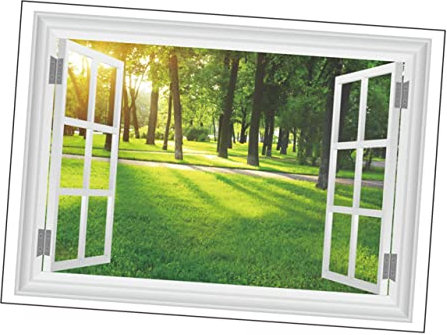 Pegatinas De Pared Decorativas Puntada Pegatinas Papel Pintado Falso De La Etiqueta De La Ventana Pegatinas De Ventana Falsa Papel Tapiz Mural Bosque Green De Polivinilo Hemobllo