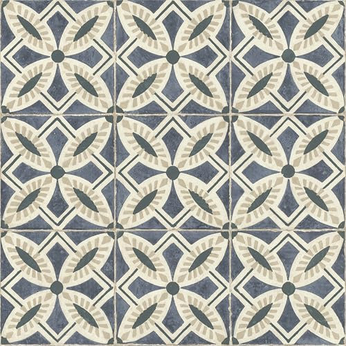 Rasch Tapete 410235 - Gemusterte Vliestapete mit Fliesen-Optik in Blau und Beige aus der Kollektion Beachhouse