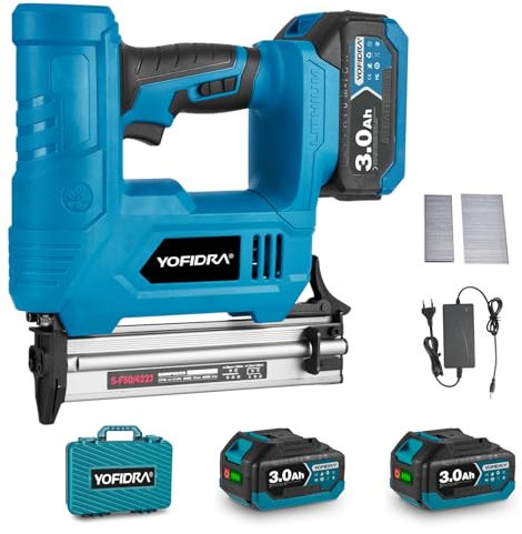 Yofidra Cordless Nail Staple Gun with 2x3.0Ah Batteries, 2-in-1 Electric Stapler Cordless Nailer for DIY, Woodworking and Decorating Projects