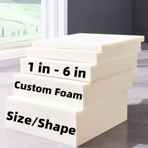SINCERE Relleno de espuma cortado a medida, repuesto de espuma de alta densidad para interiores y exteriores, reemplazo a medida para cama, sofá, sofá, muebles de patio, relleno de cojín de esponja a