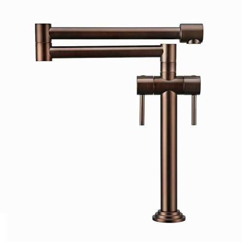 SJFJJKD Fregadero Monomando Plegable para Fregadero de Cocina, ollas, grifos para Fregadero de Cocina, Mezclador Mixto frío y Caliente, Todo marrón Cobre, Vintage Friendship Years