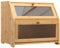 HollyHOME Two Layer Bamboo Bread Bin with Magnetic Closure,Clear Windows 2-layer Large Capacity Bread Storage,Kitchen Storage Box Self-assembly,Natural