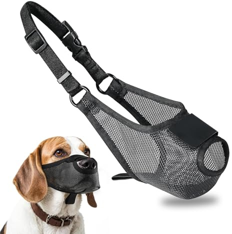 WPPQWP 4 Größen Maulkorb Hund für Große Mittlere Kleine Hunde | Fressschutz Maulkorb Atmungsaktiver Netz mit Verstellbarem Halteband Effektiver Fressschutz & Beißschutz (M)