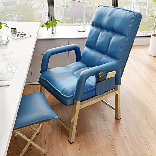 Reading Sessel Polsterer Computerstuhl mit Fußstütze, Liegestuhl für Wohnzimmer, PU -Ledersofa -Schlafstuhl, Verstellbarer Back Lounge Stuhl