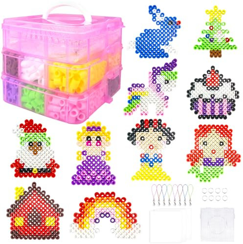 10MM Large Fuse Beads Craft Kit with Storage Box,12 Colors XL Beads,Pegboards,Ironing Papers and Accessories.Arts and Crafts Set Toys Gifts for Boys & Girls Christmas Birthday.DIY Craft Gift for Kids