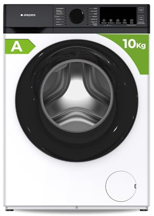 Aspes Lavadora 10Kg Carga Frontal Blanco AL10400AIDV. 1600W, 1400rpm, Motor Inverter, 14 Programas, Función Stop&Go, Tambor Diamante, Clase de Eficiencia Energética B