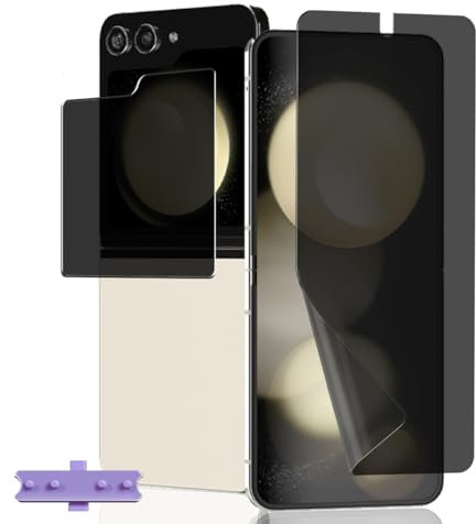 Jaavkkma 1 Pièce Protection Écran Anti Espion Flexible pour Samsung Galaxy Z Flip 5 + 1 Pièce Verre Protecteur D'écran Arrière, Anti-Spy, Protège Écran pour Galaxy Z Flip 5 - Privacy Souple TPU Film