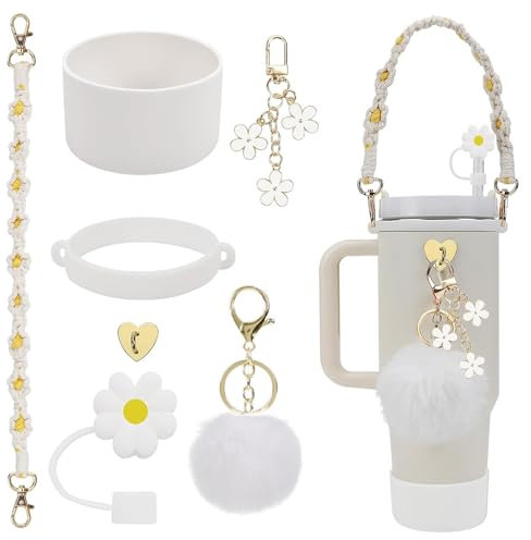 For Stanley Cup Accessories, 7-Piece Set For Stanley Cup, Stanley Travel Cup Accessories, Outdoor Use, For Men And Women, Baby Stanley Cup Included (White)