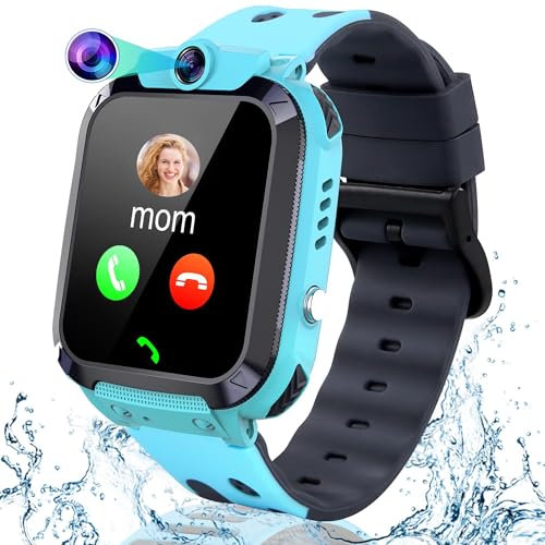 GPS Reloj Inteligente Niño, Smartwatch Niños con SOS y Llamadas, IP68 Impermeable, Bidireccional Chat de Voz, Clase Modo, 10 Contacto, Juegos, Cámara, Despertador, Regalos para Niños y Niñas 4-15 Años