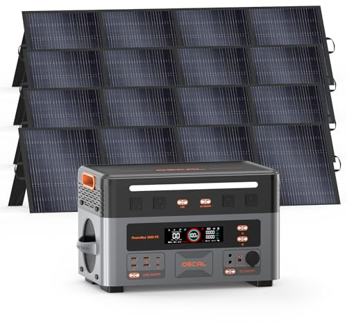 IEE 3200W Centrale Elettrica Portatile P3200 con 4 Pannello Solare 200W, 2048Wh Generatore Solare, Batteria LiFePO4, Ricarica Rapida 1h, APP, 16 Porte, Portable Power Station per Campeggio, Camper