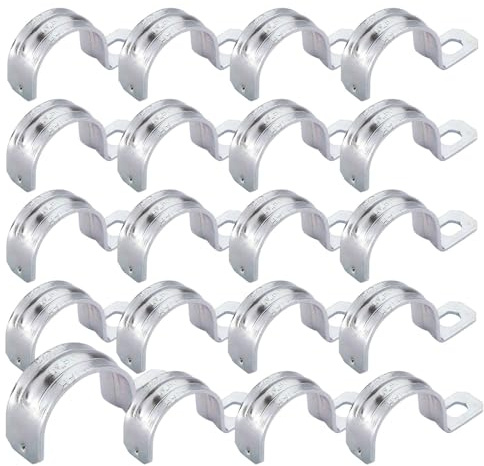 CZAKOMIX Morsetti Per Tubi - 20 Pezzi, Fascette Stringitubo, Morsetto per Tubi a Foro Singolo, Supporti a U Morsetti, Fascette Metalliche per il Fissaggio di Cavi e Tubi (Ø 29 mm, Argento, 1)