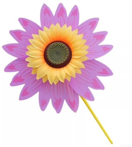 UrbanHui Sonnenblumen-Garten-Windmühle, dekoratives Windspiel, kleines Rasen-Windrad, Outdoor-Hof-Dekoration, wetterbeständig, bunte Blütenblätter (lila)
