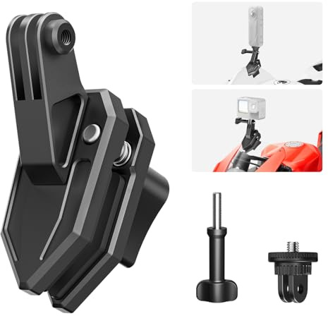 Maectech Pinza Parabrisas Moto Soporte Cámara para Insta360 X5 para GoPro | Abrazaderas soporte moto accesorios para Insta360 X5/X4,soportes cámara para DJI Osmo Action, kit moto 360 grabación exterior