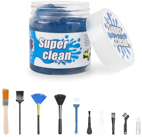 Prmape Reinigungsgel Auto, Tastatur Reinigung Gel mit 10 Staubbürsten, Tastatur Reiniger Gel 160g Universeller, Reinigung Schleim Auto Wiederverwendbares für PC Laptop Kamera Computer Drucker