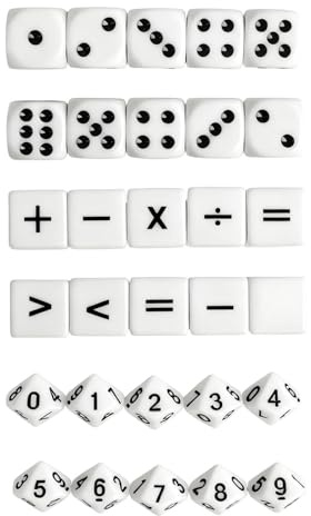 30 Stück Mathe Würfel 16mm Acryl Unterrichtswürfel, 10 Stück Mathe Operationswürfel 10 Zahlenwürfel 10Punktwürfel, Unterrichtsmaterial Acryl
