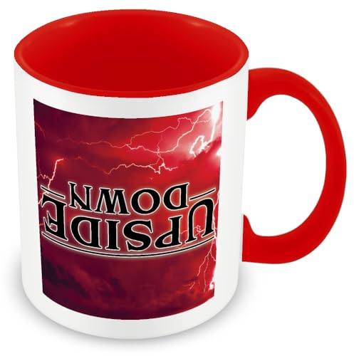 MUGGZ Strange Mug – “Upside Down” – Red Handle – Novelty Fan Gift Cup