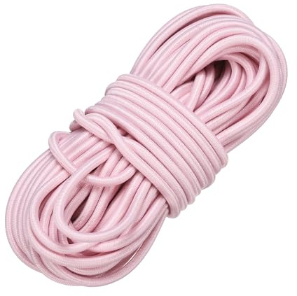 PATIKIL Elastic Bungee Cord, 3mm x 10m Heavy Duty Polyester Bungee Shock Cords Kayak Stretch String Rope for Kayak Strap Tarp Tie Boating Tent Camping DIY Craft, Light Pink