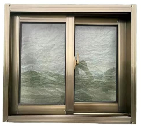 Fenêtres de Sous-sol Résidentielles,Fenêtres Coulissantes de Remplacement en Aluminium Couleur Champagne Avec Moustiquaires et Verre Trempé,Adaptées aux Maisons(60x80cm/24x32in)