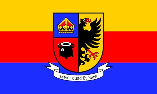 Nordfriesland Flagge 30x45 cm – Mit Wappen & Schrift „Lewer duad üs Slav“ – Wetterfest & UV-beständig – Indoor & Outdoor