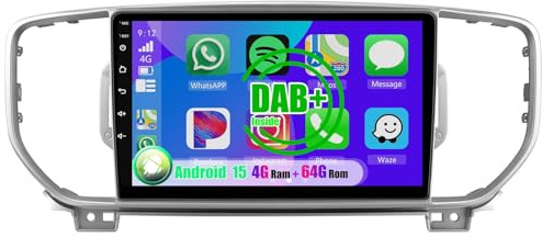 Android CarPlay Radio para KIA Sportage 4 KX5 2016-2018 9 Pulgada Touchscreen 2 DIN Autoradio con Android Auto Navegación GPS FM Bluetooth Wi-Fi Cámara Trasera(8+128GB 8Core)