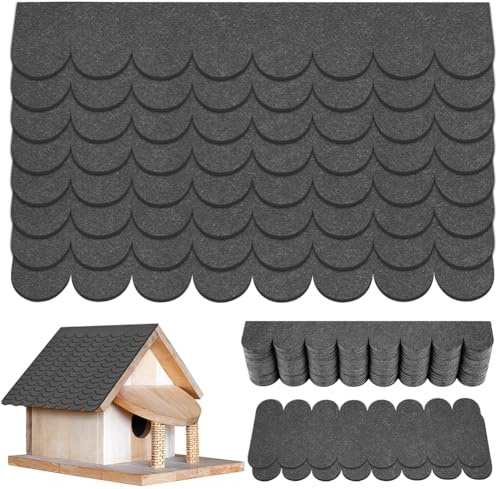 AUAUY 32Pcs Self-Adhesive Felt Roof Shingles, Roofing Felt (Grey) | for Bird House, Mini DIY Roofing Shingles for Nesting Box, Rabbit Hutches, Insect Hotel