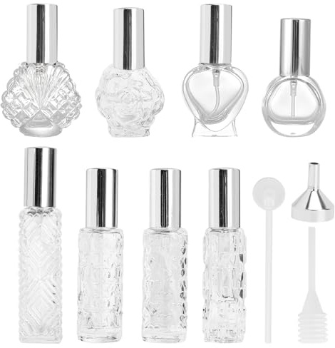 8PCS Flakons Zum Befüllen Parfum Flakon Glas Transparent 8 – 15 ml Kleine Parfümflaschen Zum Befüllen mit Parfümzerstäuber Nachfüllbar Zerstäuber Parfüm Vintage Flacon Zum für Unterwegs und Reise