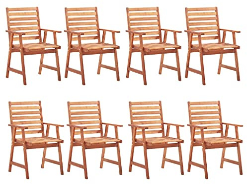SooIarix Garten Essstühle 8 STK. Massivholz Akazie, wetterfest, 56x62x92 cm, für Terrasse und Balkon, langlebiges Holzstuhl-Set