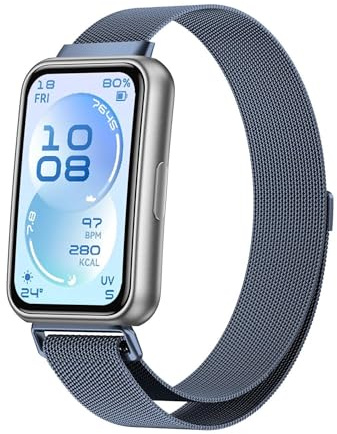 Smartwatch Armband Metall für Huawei Band 11/11 Pro / 10 Mesh Magnetverschluss Blau
