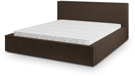 Masseno Polsterbett CELORA P 120x200 cm, Doppelbett, Bettkasten, Stauraum, Lattenrost Und Kopfteil - Braun, POSO 06