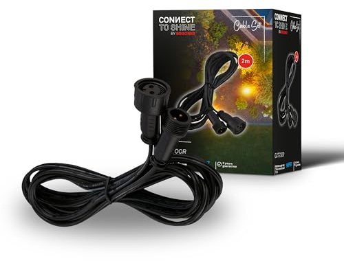 BRILONER - Connect to Shine 12V Gartensystem 2m Verlängerungskabel, Erweiterung, IP67 gegen zeitweiliges Untertauchen, Steckverbindung, Zubehör, 2m, Schwarz