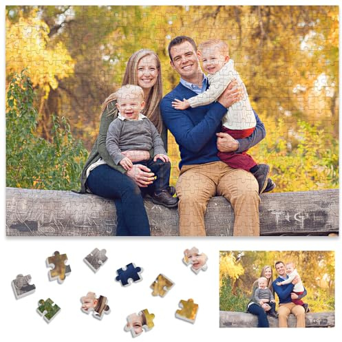 Personalised Jigsaw Puzzles for Adults 500 Pieces,38x52cm Wooden Custom Puzzle with Your Phtoto,Birthday Gifts for Mom Dad,Personalised Puzzles Gifts for Family,Friend,Pet,Wedding,Graduation Gift
