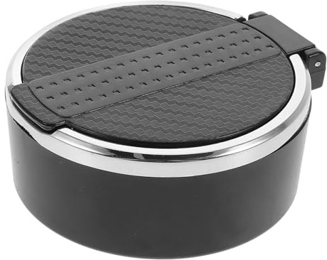 Cenicero de Coche con Tapa, Portátil, Negro, Plástico, 8,5cm | Diseño Patrón, Resistente a Altas Temperaturas, Uso Seguro, Tamaño Reducido 8,5x8,5x3,4 CM Ashtray
