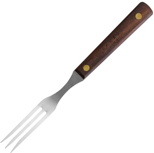Lamson 7 Granny Fork with 3-Tines - High-Carbon Stainless Steel Forks, Riveted Walnut Handle - Versatile Kitchen Dinner utensil for Meat, Vegetables - Handcrafted in USA
